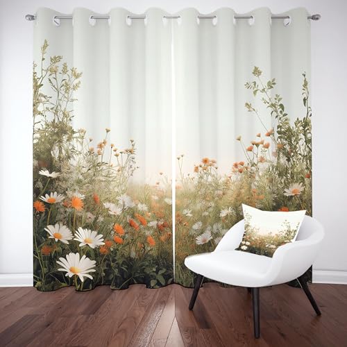 Gänseblümchen Ösenvorhang, Blumenmuster Floral Gardinen Thermovorhang, Natur Pastoral Blumen Vorhang Verdunklungsvorhänge 2er Set für Kinderzimmer Schlafzimmer, H183 x B117 cm Gänseblümchen Ösenvorhang, Blumenmuster Floral Gardinen Thermovorhang, Natur Pastoral Blumen Vorhang Verdunklungsvorhänge 2er Set für Kinderzimmer Schlafzimmer, H183 x B117 cm von Pggong