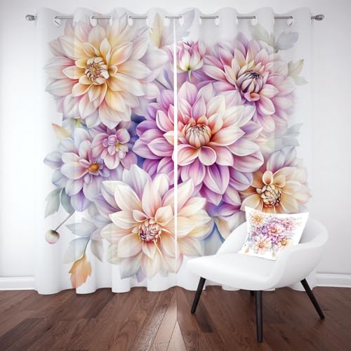 Gardinen 2er Set Dahlie Blumenmuster Blatter Verdunkelungsvorhang Kinderzimmer Chrysantheme Natur Floral Pflanze Thermo Vorhang Blickdichte Vorhänge mit Ösen H225xB140 cm Schlafzimmer Wohnzimmer Gardinen 2er Set Dahlie Blumenmuster Blatter Verdunkelungsvorhang Kinderzimmer Chrysantheme Natur Floral Pflanze Thermo Vorhang Blickdichte Vorhänge mit Ösen H225xB140 cm Schlafzimmer Wohnzimmer von Pggong
