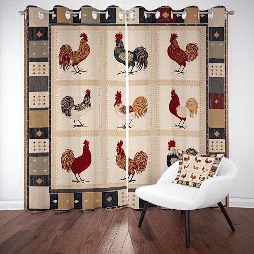 Hahn Hühnerliebhaber Ösenvorhang, Bauernhof Patchwork Gardinen Thermovorhang, Tiermuster Geometrisch Vorhang Verdunklungsvorhänge 2er Set für Kinderzimmer Schlafzimmer, H245 x B140 cm Hahn Hühnerliebhaber Ösenvorhang, Bauernhof Patchwork Gardinen Thermovorhang, Tiermuster Geometrisch Vorhang Verdunklungsvorhänge 2er Set für Kinderzimmer Schlafzimmer, H245 x B140 cm von Pggong