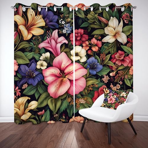 Hibiskusblüte Rose Blumen Ösenvorhang, Pflanze Floral Blatter Gardinen Thermovorhang, Natur Pastoral Vorhang Verdunklungsvorhänge 2er Set für Kinderzimmer Schlafzimmer, H245 x B140 cm Hibiskusblüte Rose Blumen Ösenvorhang, Pflanze Floral Blatter Gardinen Thermovorhang, Natur Pastoral Vorhang Verdunklungsvorhänge 2er Set für Kinderzimmer Schlafzimmer, H245 x B140 cm von Pggong