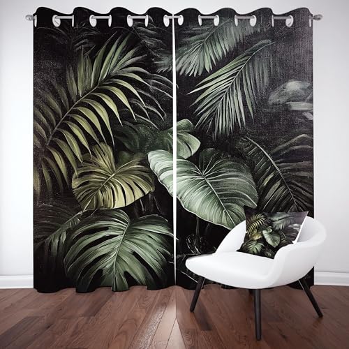 Palme Blatter Ösenvorhang, Tropische Wildpflanze Gardinen Thermovorhang, Natur Pflanze Vorhang Verdunklungsvorhänge 2er Set für Kinderzimmer Schlafzimmer, H245 x B140 cm Palme Blatter Ösenvorhang, Tropische Wildpflanze Gardinen Thermovorhang, Natur Pflanze Vorhang Verdunklungsvorhänge 2er Set für Kinderzimmer Schlafzimmer, H245 x B140 cm von Pggong