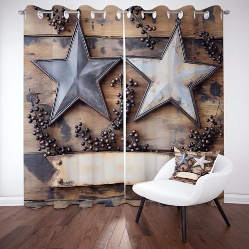 Pggong 3D Pentagramm Muster Ösenvorhang, Holzmaserung Sterne Gardinen Thermovorhang, Geometrisch Vintage Vorhang Verdunklungsvorhänge 2er Set für Kinderzimmer Schlafzimmer, H245 x B140 cm Pggong 3D Pentagramm Muster Ösenvorhang, Holzmaserung Sterne Gardinen Thermovorhang, Geometrisch Vintage Vorhang Verdunklungsvorhänge 2er Set für Kinderzimmer Schlafzimmer, H245 x B140 cm von Pggong