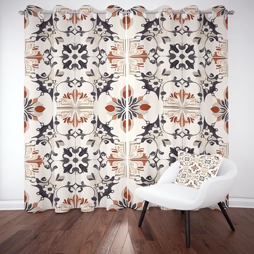 Pggong Blumenmuster Druck Ösenvorhang, Wildpflanze Floral Gardinen Thermovorhang, Retro Symmetrie Vorhang Verdunklungsvorhänge 2er Set für Kinderzimmer Schlafzimmer, H245 x B140 cm Pggong Blumenmuster Druck Ösenvorhang, Wildpflanze Floral Gardinen Thermovorhang, Retro Symmetrie Vorhang Verdunklungsvorhänge 2er Set für Kinderzimmer Schlafzimmer, H245 x B140 cm von Pggong