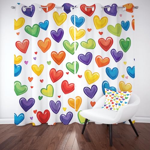 Pggong Bunte Herz Muster Ösenvorhang, Colorful Romantische Gardinen Thermovorhang, Karikatur Dekor Vorhang Verdunklungsvorhänge 2er Set für Kinderzimmer Schlafzimmer, H183 x B117 cm Pggong Bunte Herz Muster Ösenvorhang, Colorful Romantische Gardinen Thermovorhang, Karikatur Dekor Vorhang Verdunklungsvorhänge 2er Set für Kinderzimmer Schlafzimmer, H183 x B117 cm von Pggong