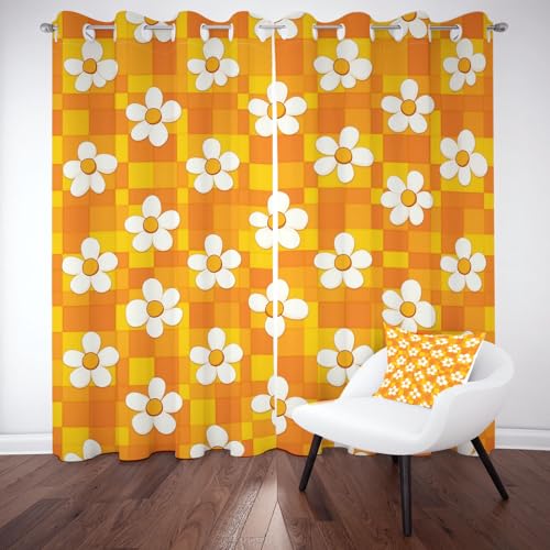 Pggong Gänseblümchen Ösenvorhang, Schachbrettmuster Gardinen Thermovorhang, Karikatur Geometrisch Vorhang Verdunklungsvorhänge 2er Set für Kinderzimmer Schlafzimmer, H245 x B140 cm Pggong Gänseblümchen Ösenvorhang, Schachbrettmuster Gardinen Thermovorhang, Karikatur Geometrisch Vorhang Verdunklungsvorhänge 2er Set für Kinderzimmer Schlafzimmer, H245 x B140 cm von Pggong