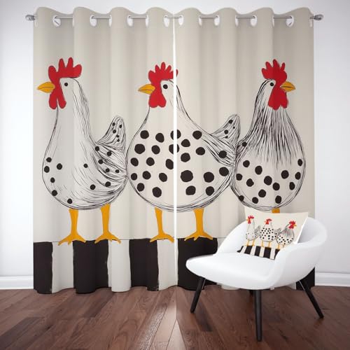 Pggong Huhn Hühnerliebhaber Ösenvorhang, Karikatur Bauernhof Tier Gardinen Thermovorhang, Polka Dot Streifen Vorhang Verdunklungsvorhänge 2er Set für Kinderzimmer Schlafzimmer, H245 x B140 cm Pggong Huhn Hühnerliebhaber Ösenvorhang, Karikatur Bauernhof Tier Gardinen Thermovorhang, Polka Dot Streifen Vorhang Verdunklungsvorhänge 2er Set für Kinderzimmer Schlafzimmer, H245 x B140 cm von Pggong