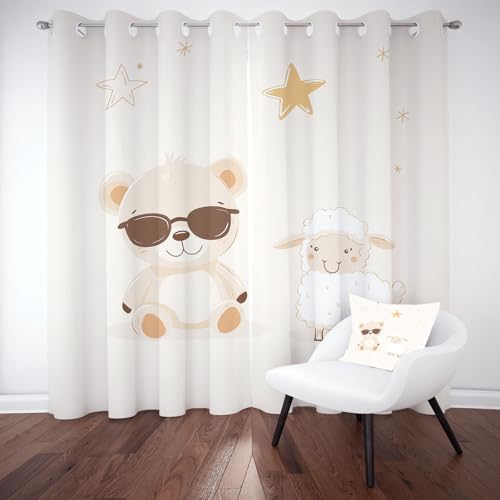 Pggong Niedlich Bär Schaf Sonnenbrille Vorhänge Wohnzimmer 230x168 cm Karikatur Tier Sterne Gardinen Thermovorhang Vorhang mit Ösen Verdunklungsvorhänge Kinderzimmer Schlafzimmer Wohnzimmer Pggong Niedlich Bär Schaf Sonnenbrille Vorhänge Wohnzimmer 230x168 cm Karikatur Tier Sterne Gardinen Thermovorhang Vorhang mit Ösen Verdunklungsvorhänge Kinderzimmer Schlafzimmer Wohnzimmer von Pggong
