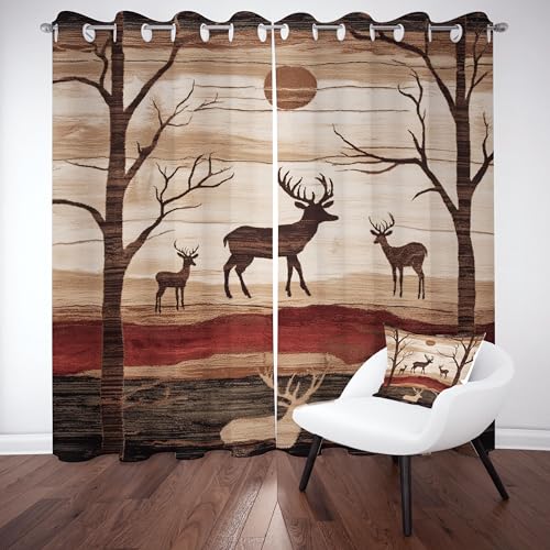 Pggong Rentier Toterbaum Ösenvorhang, Jungle Wildtier Gardinen Thermovorhang, Retro Holzmaserung Vorhang Verdunklungsvorhänge 2er Set für Kinderzimmer Schlafzimmer, H183 x B117 cm Pggong Rentier Toterbaum Ösenvorhang, Jungle Wildtier Gardinen Thermovorhang, Retro Holzmaserung Vorhang Verdunklungsvorhänge 2er Set für Kinderzimmer Schlafzimmer, H183 x B117 cm von Pggong