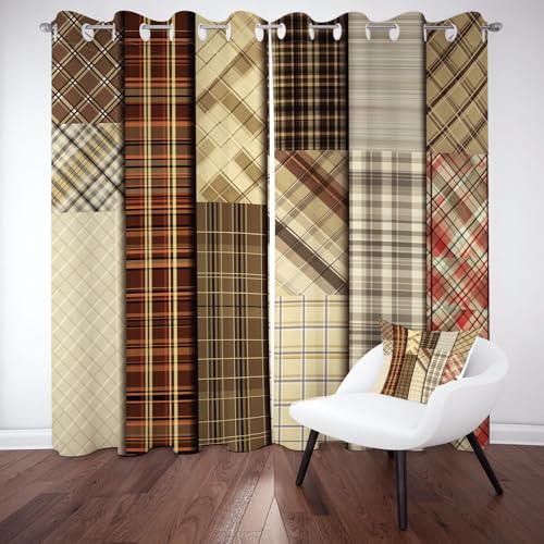 Pggong Streifenmuster Ösenvorhang, Linie Gitter Karomuster Gardinen Thermovorhang, Retro Geometrisch Vorhang Verdunklungsvorhänge 2er Set für Kinderzimmer Schlafzimmer, H183 x B117 cm Pggong Streifenmuster Ösenvorhang, Linie Gitter Karomuster Gardinen Thermovorhang, Retro Geometrisch Vorhang Verdunklungsvorhänge 2er Set für Kinderzimmer Schlafzimmer, H183 x B117 cm von Pggong