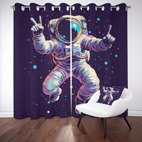 Weltraum Astronaut Planet Vorhang Blickdicht, Universum Polka Dot Ösenvorhang Thermovorhang 2er Set, Kinder Mädchen Dekor Gardinen Verdunklungsvorhänge für Wohnzimmer Raumteiler, H214 x B91.5 cm Weltraum Astronaut Planet Vorhang Blickdicht, Universum Polka Dot Ösenvorhang Thermovorhang 2er Set, Kinder Mädchen Dekor Gardinen Verdunklungsvorhänge für Wohnzimmer Raumteiler, H214 x B91.5 cm von Pggong