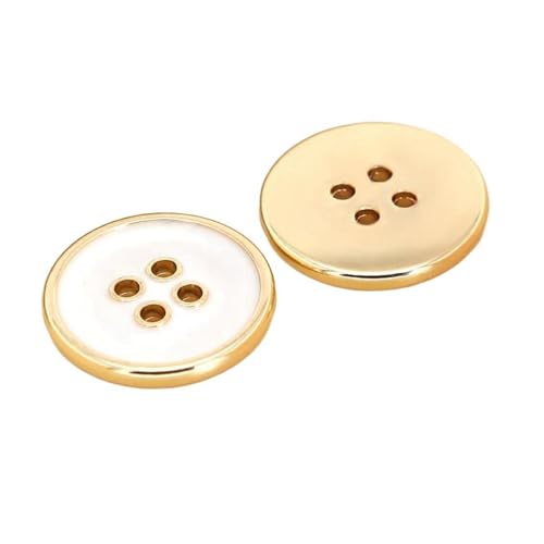 Metallknöpfe für Mäntel, Jacken und Hemden, 10–25mm, Gold+Weiß, 18mm-6Stk von Pgqjfks