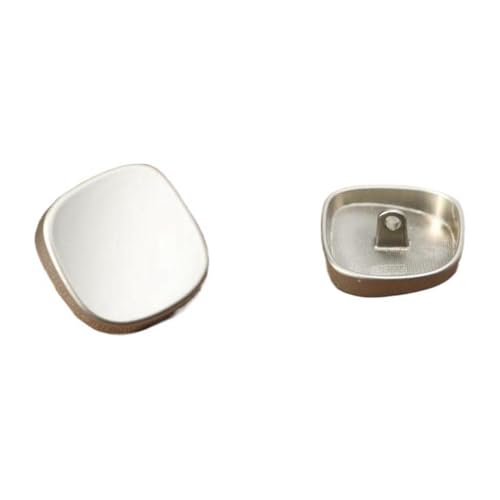 Quadratische Metallknöpfe in Gold und Silber für Mäntel und Anzüge, Nebelsilber, 17x18mm-6Stk von Pgqjfks