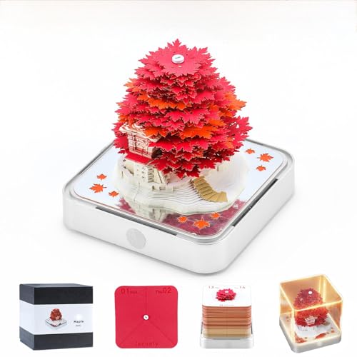 3D Kalender Abreißaufkleber 2025,DIY Weihnachtsbaum geformt Notizblock,2025 abreißbaren Kalender Haftnotizen graviert praktische Aufkleber Handwerk Geschenk,Home Office Desk Dekoration(Rot) von Pgtc