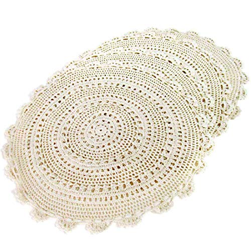 Phantomon Handgefertigte Deckchen aus Häkeln, rund, Baumwolle, große Spitze, Untersetzer, Tischdecken, 4 Stück, Beige, 43,2 cm Phantomon Handgefertigte Deckchen aus Häkeln, rund, Baumwolle, große Spitze, Untersetzer, Tischdecken, 4 Stück, Beige, 43,2 cm von Phantomon