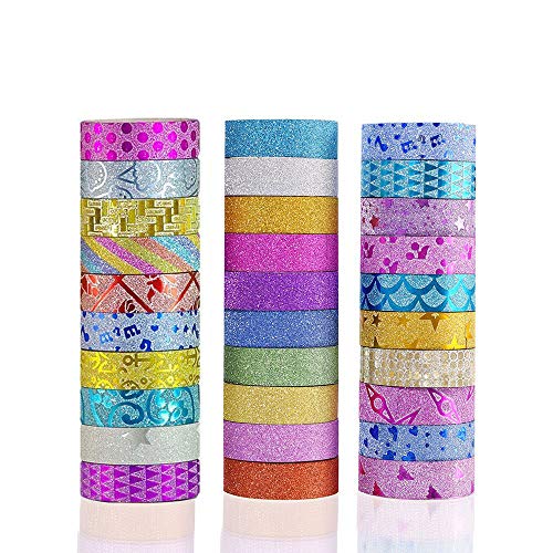 Phantomon Washi Tape Bastelband-Set, 30 Rollen breites dekoratives Klebeband für Kunst, DIY-Dekoration, Scrapbooking, Glitzer-Washi-Masking, Kinder-Klebeband Phantomon Washi Tape Bastelband-Set, 30 Rollen breites dekoratives Klebeband für Kunst, DIY-Dekoration, Scrapbooking, Glitzer-Washi-Masking, Kinder-Klebeband von Phantomon