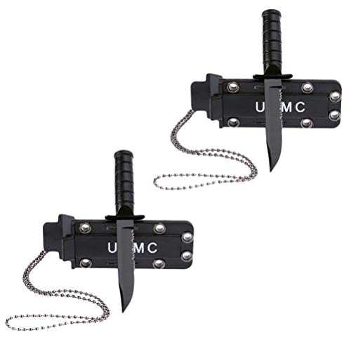 Phayee Mini Kettenmesser 2 Stücke Edelstahl Halskette Messer Tasche , Tragbare Camping Outdoor Survival Tool von Phayee
