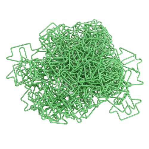 100 Büroklammern in Hausform mit praktischer Aufbewahrung, Material Eisendraht, vielseitig einsetzbar, ideal zum Organisieren und Dekorieren von Bürobedarf, geeignet für (GREEN) von Phefop