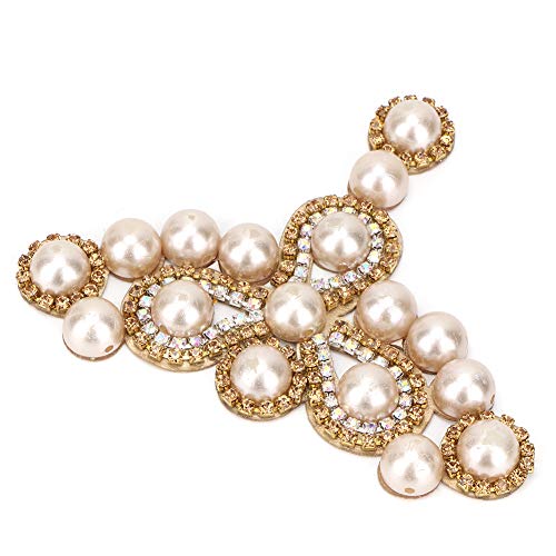 2 Stücke Kristall Applique Nähen die Faux Perle Patch mit Exquisite Verarbeitung für Kleidung Schuhe Tasche Dekoration (#2) von Phefop