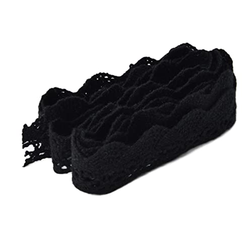 20 Iarden Spitzenband aus Baumwolle, elegantes Band für Verpackungen für Hochzeiten und mit weicher Spitze im Vintage-Stil, Dekoration zum Nähen (BLACK) von Phefop