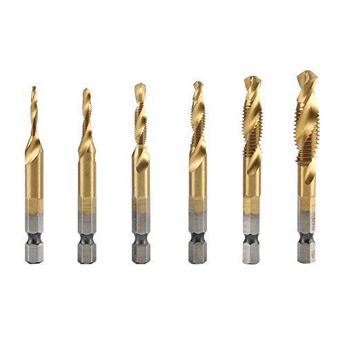 6 Stück Hochgeschwindigkeitsstahlschrauber-Bit-Set, tragbares Design, Festigkeit, höhere Präzision, hergestellt aus Stahl, geeignet für weiches Metall, Bohrbrüste (#01) von Phefop