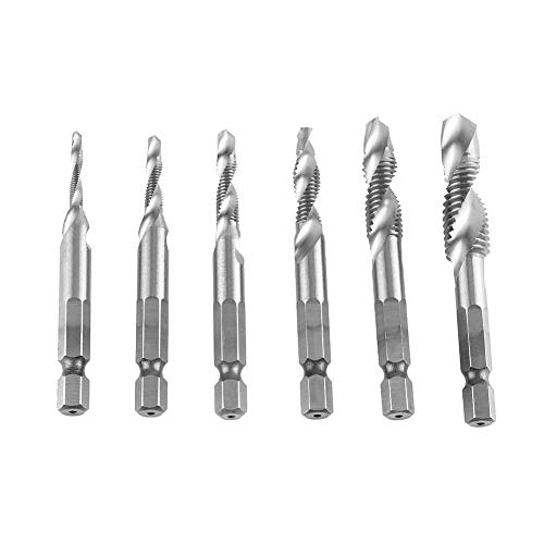 6 Stück Hochgeschwindigkeitsstahlschrauber-Bit-Set, tragbares Design, Festigkeit, höhere Präzision, hergestellt aus Stahl, geeignet für weiches Metall, Bohrbrüste (#02) von Phefop