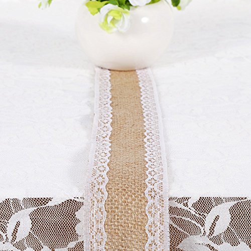 Jute -Sackleinenband mit Weißer Spitze, Natürlicher Jute, Vintage -Eleganz, Vielseitige Dekoration für Hochzeiten, Brautschauer und Mehr (1) von Phefop