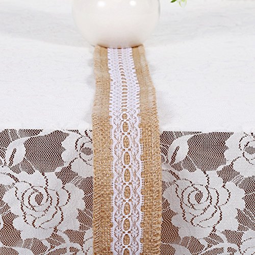 Jute -Sackleinenband mit Weißer Spitze, Natürlicher Jute, Vintage -Eleganz, Vielseitige Dekoration für Hochzeiten, Brautschauer und Mehr (4) von Phefop