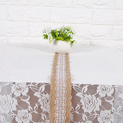 Jute -Sackleinenband mit Weißer Spitze, Natürlicher Jute, Vintage -Eleganz, Vielseitige Dekoration für Hochzeiten, Brautschauer und Mehr (6) von Phefop