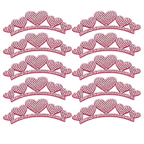 Kleidung Patches Bekleidungsdekoration Kronenförmige Patches, 10PCS Strass Tuch Applique für DIY Dekoration, für Hüte und Kleidung (Liebeskrone 10x4cm) von Phefop