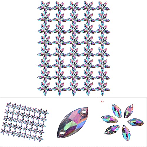 Kristall - -Flachback Harz Acryl Tropfen, 200pcs Pferdebechformeluts mit Loch für Hochzeitsfeierdekoration (7 * 15 mm Augenform) von Phefop