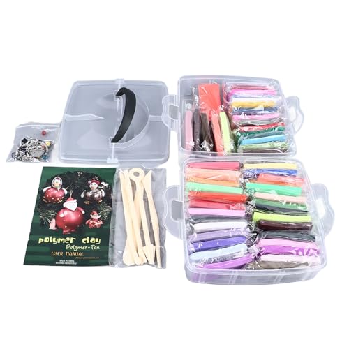 Modelliermassen-Set, 48 Farben, lufttrocknendes Set mit Modellierwerkzeugen für Geburtstag oder Weihnachten, PVC-Material Modelliermassen-Set, 48 Farben, lufttrocknendes Set mit Modellierwerkzeugen für Geburtstag oder Weihnachten, PVC-Material von Phefop