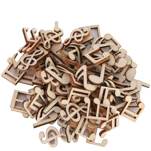 Phefop 100pcs Hölzerne Musiknoten, 0,79in Musical Symbol Holzstücke Kleine Bambus Musiknoten für Home Party Decoration Craft Projection (Hölzerne Musiknoten) von Phefop