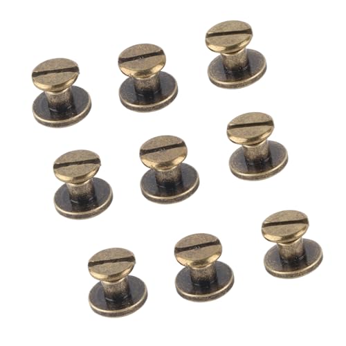 Phefop 20 Sets Chicago Schraubmetallschlitzbindungspfosten, Nagelnietstudschraube Nieten für DIY Ledergürtel Back Bastel Bookbinding, Bronze (5 mm) von Phefop