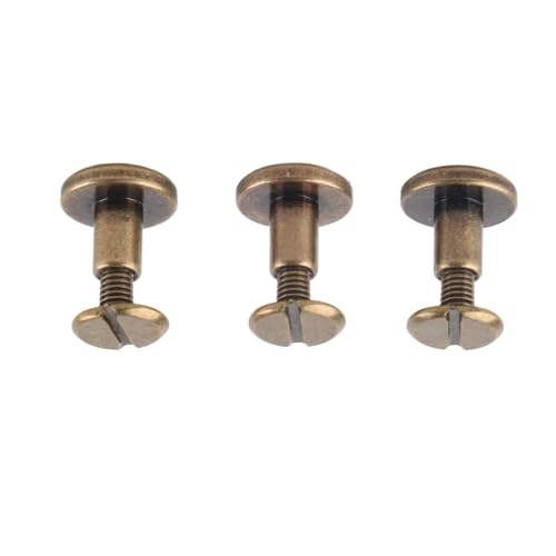 Phefop 20 Sets Chicago Schraubmetallschlitzbindungspfosten, Nagelnietstudschraube Nieten für DIY Ledergürtel Back Bastel Bookbinding, Bronze (8 mm) von Phefop