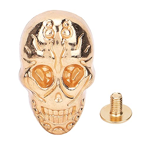 Phefop 20pcs Schädelstollen mit Schrauben, 15,66x25,24 Mm Gothische Punk -Nieten für DIY -Lederhandwerk, Jacke Schuhe Tasche Denim Weste Metallzubehör (88 Geisterkopf golden) von Phefop