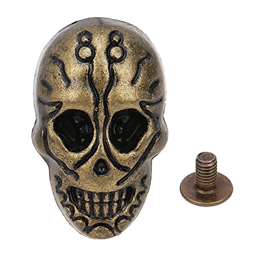 Phefop 20pcs Schädelstollen mit Schrauben, 15,66x25,24 Mm Gothische Punk -Nieten für DIY -Lederhandwerk, Jacke Schuhe Tasche Denim Weste Metallzubehör (88 Geisterkopfbronze) von Phefop