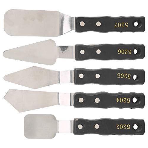 Phefop 5-teiliges Palettenmesser-Spachtelset, Schwarzer Holzgriff, Edelstahl, Öl- und Acrylfarben, Künstlermesser-Set, Geeignet Zum Mischen, Verteilen, Lasur, Kratzen Phefop 5-teiliges Palettenmesser-Spachtelset, Schwarzer Holzgriff, Edelstahl, Öl- und Acrylfarben, Künstlermesser-Set, Geeignet Zum Mischen, Verteilen, Lasur, Kratzen von Phefop