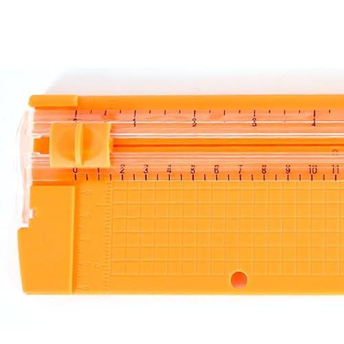 Phefop A4 Tragbarer Orangenpapier Cutter Genaue Skala mit Beweglicher Anleitung für Schulbüro, Kohlenstoffstahlmaterial (ORANGE) von Phefop