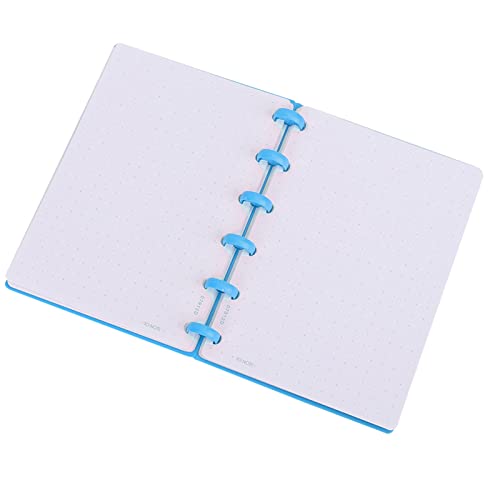 Phefop A6 Pilzloch Nachfüllbares Schreibpapier Notizbuch, Sonnige Innere Seitenstile, 360 Grad Faltbar für Büro- oder Schulmaterialien (Punkte (blau)) von Phefop