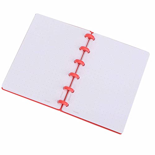 Phefop A6 Pilzloch Nachfüllbares Schreibpapier Notizbuch, Sonnige Innere Seitenstile, 360 Grad Faltbar für Büro- oder Schulmaterialien (Punkte (rot)) von Phefop