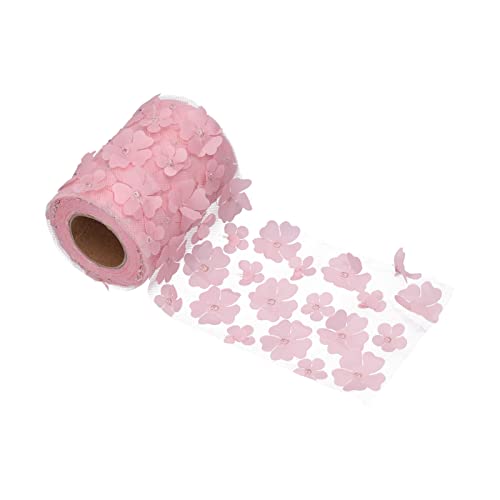 Phefop Blumen Tüll Rolls DIY Exquisite Hochzeitsdekor für Seamaltress und Handwerker Polyester 10 Cm 10yd (PINK) von Phefop