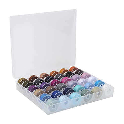 Phefop Bobbins Nähgarn-Set, 36 Farbgitter Spulen-Polyester-Gewinde mit Transparentem Spulen-Box Nähteil für Haushalts-DIY (Cooles Farbsystem 1616) von Phefop