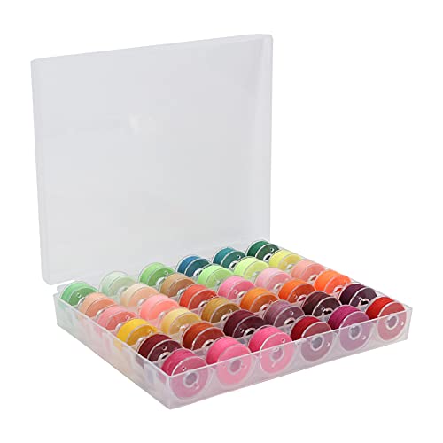 Phefop Bobbins Nähgarn-Set, 36 Farbgitter Spulen-Polyester-Gewinde mit Transparentem Spulen-Box Nähteil für Haushalts-DIY (Warme Farbe 1616) von Phefop
