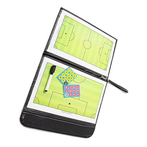 Phefop Premium PVC Cover Soccer Coaching Board mit Magnetmarkierungen und Zahlenkarten, Doppelseitiges Design für Vollgericht und Halbgericht, Geeignet für Fußballtrainer und Spieler von Phefop