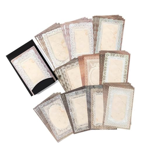 Vintage Lace Scrapbooking Papier, Ideal für Gestaltung, Journalismus und Veranstaltungsplanung, 50 Blatt mit 10 einzigartigen Designs je (Typ 2) von Phefop