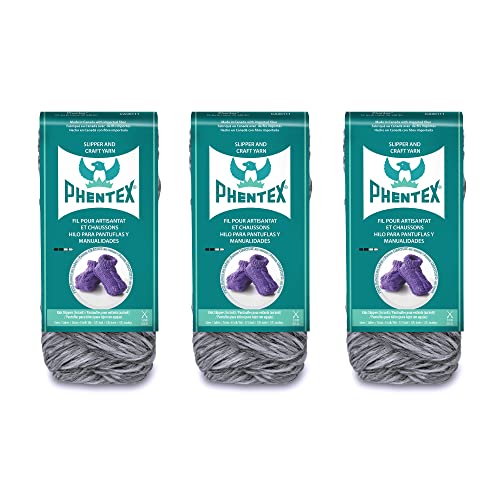 Phentex Slipper & Craft Black Heather Garn – 3 Packung mit 85 g – Olefin, 4 Medium – 160 Meter – Stricken/Häkeln von Phentex