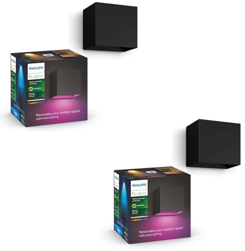 Philips Hue White and Color Ambiance Außenwandleuchte Resonate 2er Pack, dimmbar, 16 Mio. Farben, steuerbar via App, kompatibel mit Amazon Alexa (Echo, Echo Dot) von Philips Hue