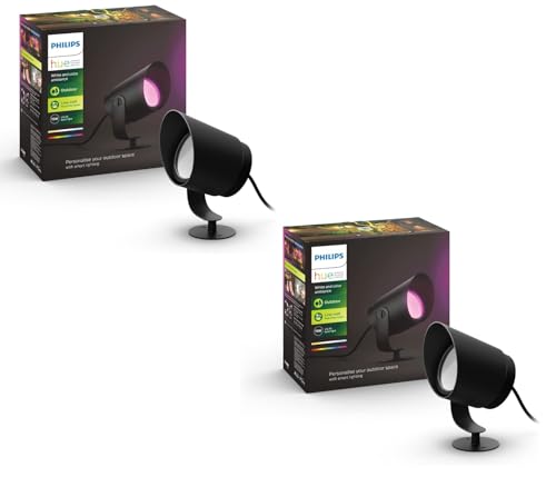 Philips Hue White & Color Ambiance Lily Gartenspot 2er Pack [nur Erweiterung], erfordert Hue Bridge + Base Kit (separat erhältlich), funktioniert mit Alexa, Google Assistant und Apple Homekit von Philips Hue