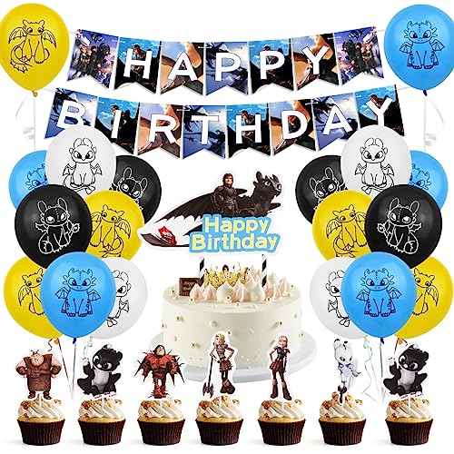 36 Stück Luftballons Geburtstagsdeko Tier Schwarz, Happy Birthday Banner, 20 Latex Luftballons,Geburtstag Luftballons Kit Junge für Kindergeburtstag Decorations von Philoctes