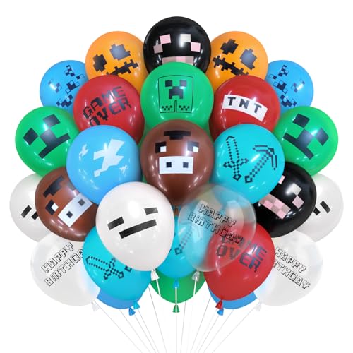 36 Stück Pixel Luftballons, Gamer Kindergeburtstag Deko, Spiel Geburtstagsfeier Ballon, Party Supplies Geburtstagsdeko für Jungen Mädchen Erwachsene Raum Deko von Philoctes